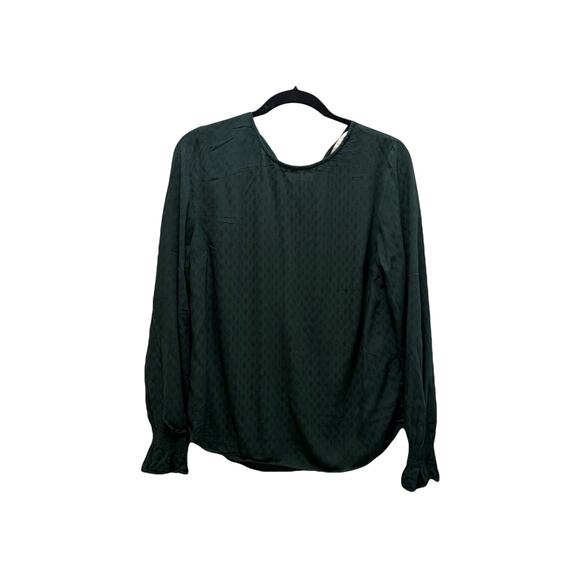 H&M Green Blouse Viscose Long Sleeve Elastic Top Blouse Women’s Size 6 (291) - Picture 3 of 8